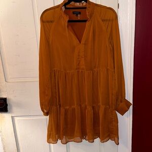 Flowy burnt orange long sleeve dress